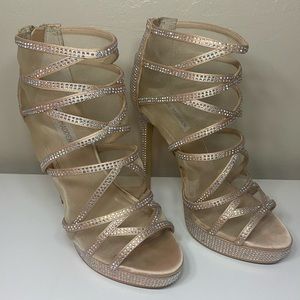 Steve Madden Dinora bedazzled champagne heels. Size 9